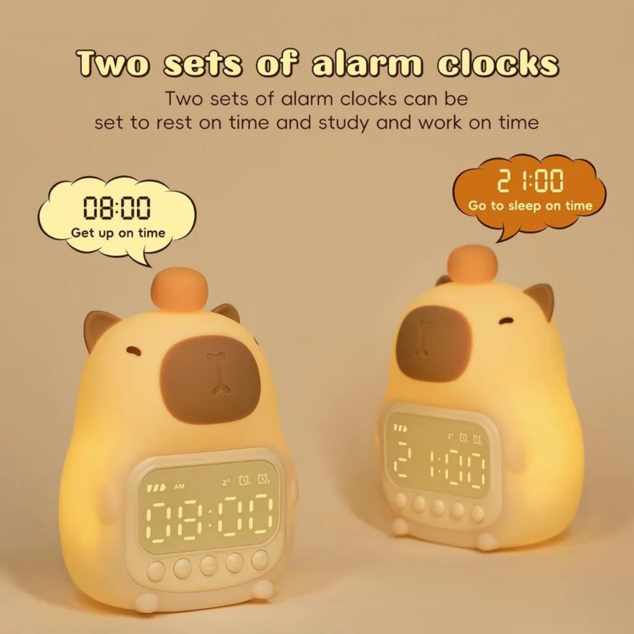 🍊 Capybara Night Light Clock