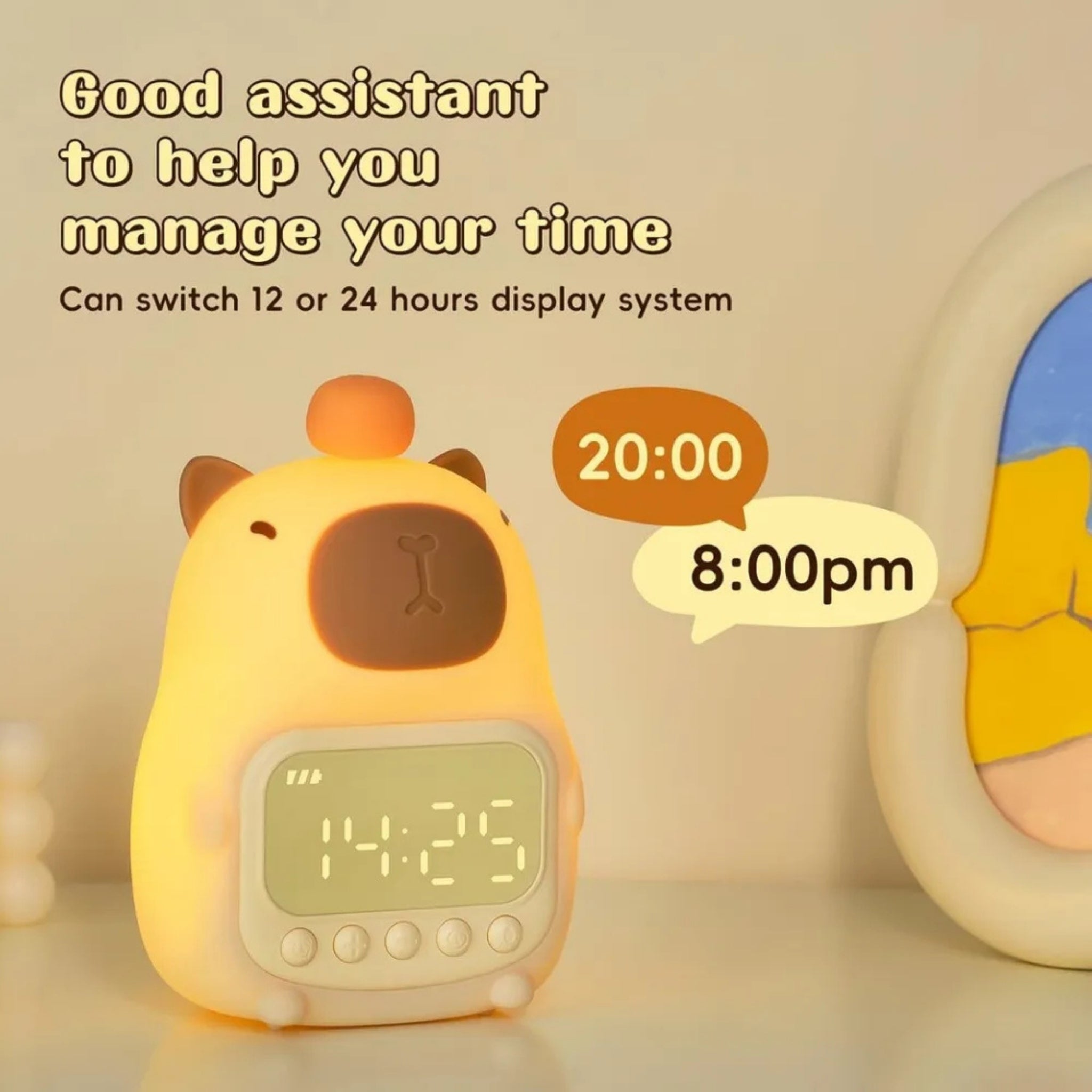 🍊 Capybara Night Light Clock